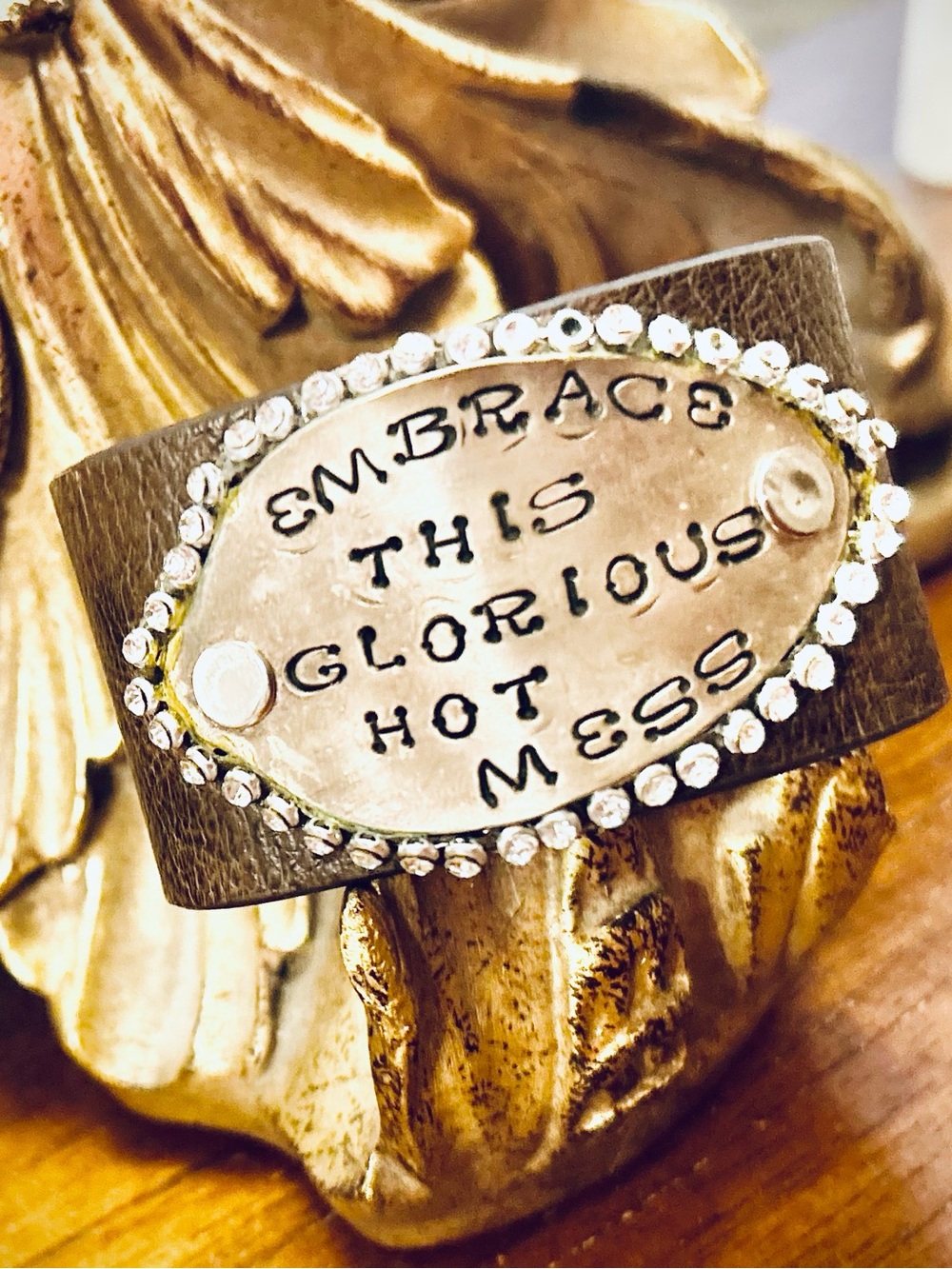 Embrace This Glorious Hot Mess Leather Statement Cuff - Brown